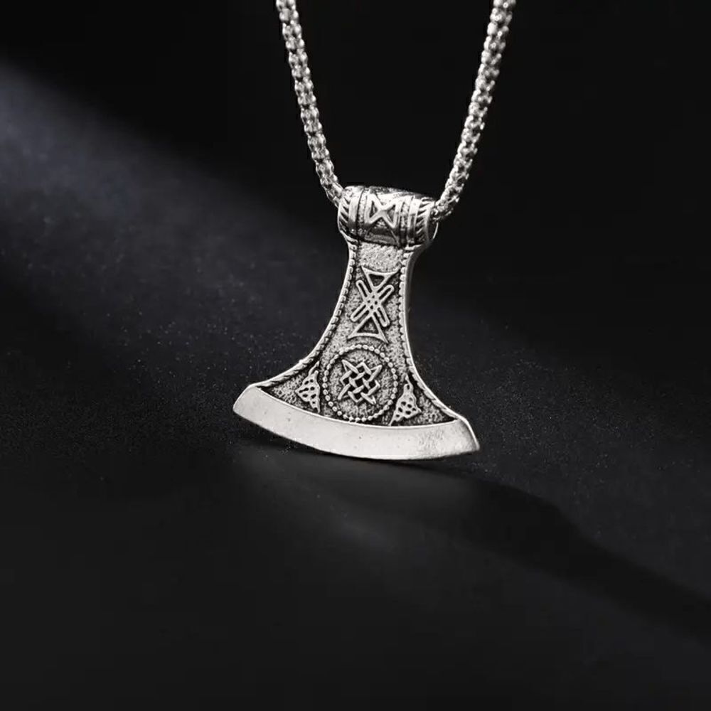 Viking Ax Stainless Steel Pendant Necklace - Picture 3 of 6